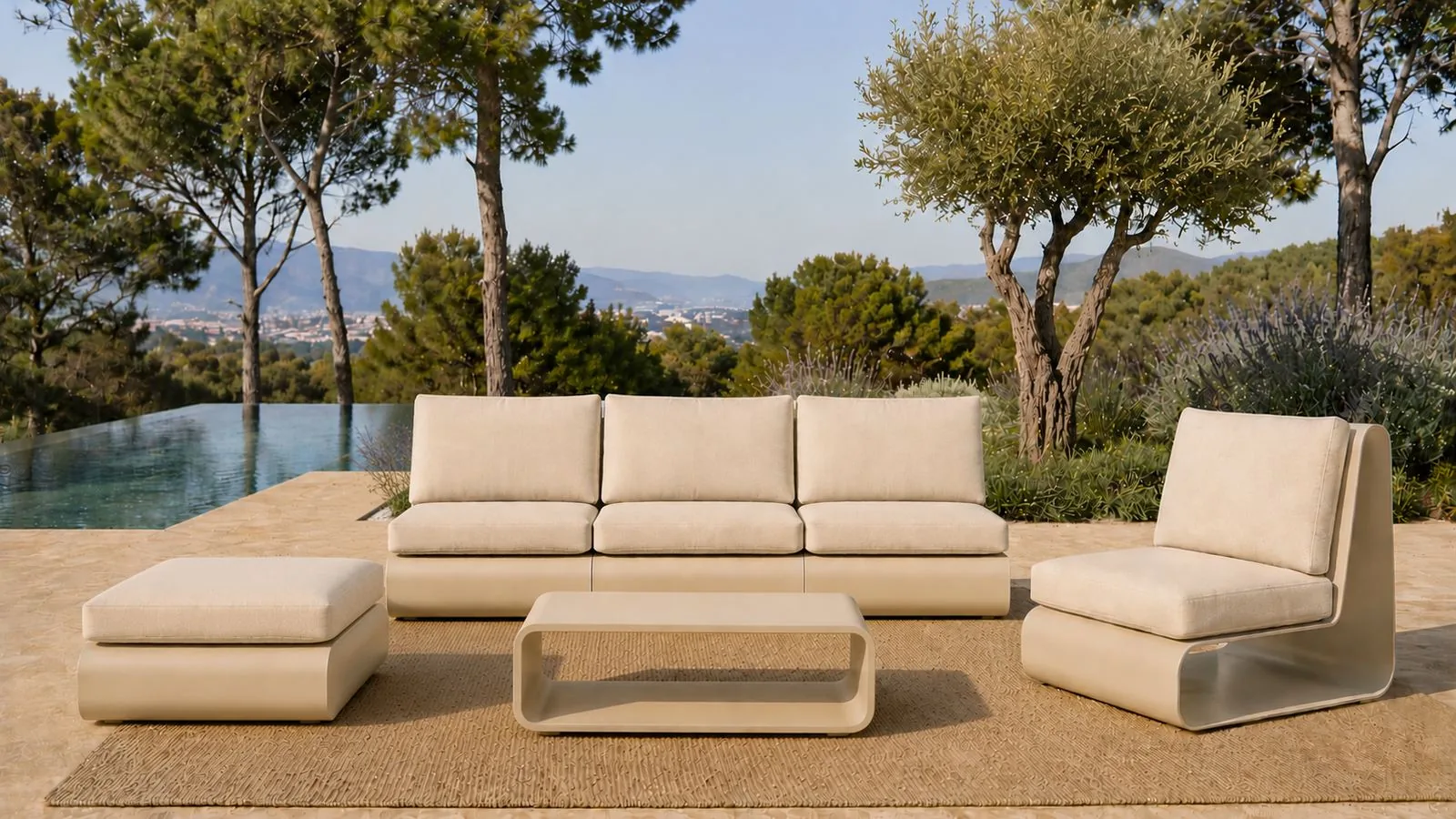 TERRA composition with armchair, sofa and coffee table